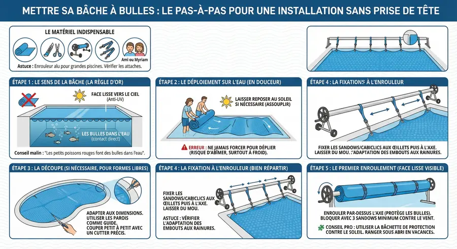 Mettre sa bâche à bulles : le pas-à-pas pour une installation sans prise de tête