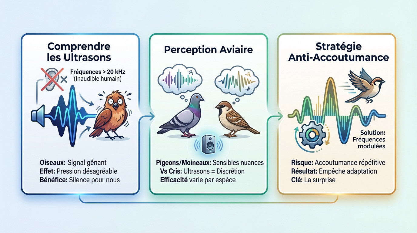 Dispositif de répulsion pour oiseaux installé sur un balcon
