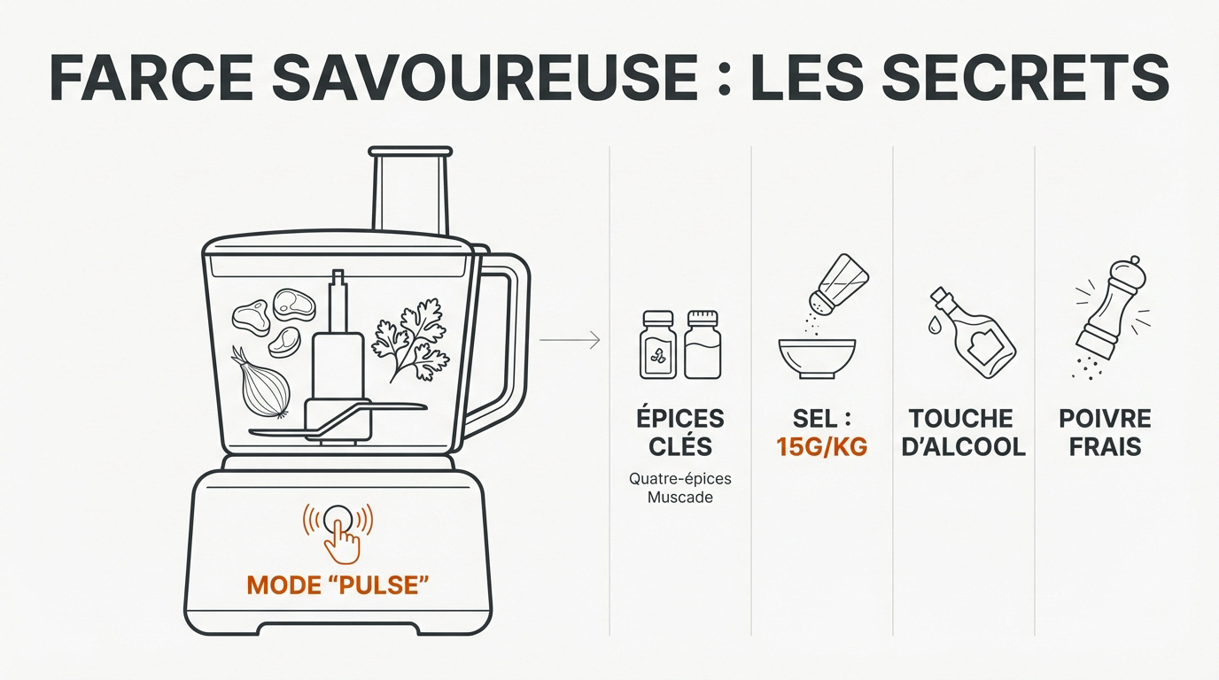 Préparation d'une farce savoureuse pour pâté en croûte maison