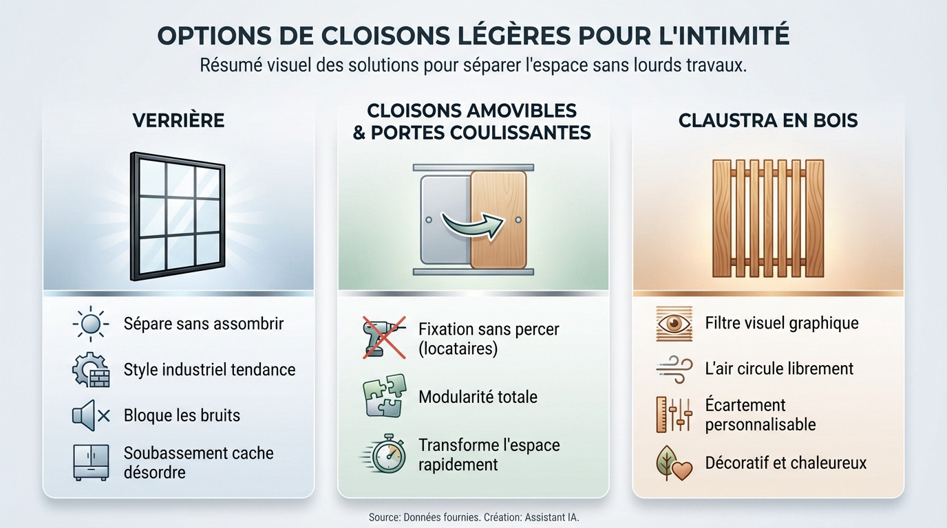 Astuces de cloisons légères pour séparer une chambre en 2 avec élégance
