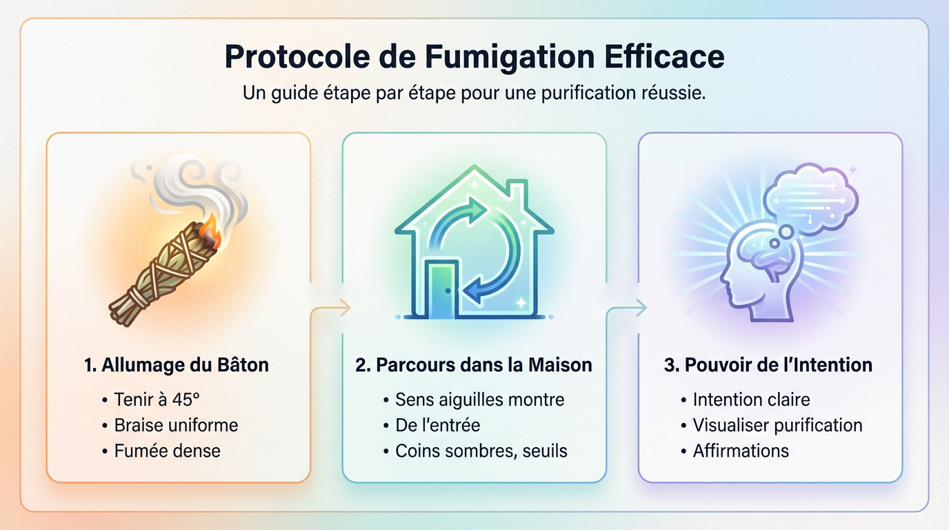 Rituel de purification à la sauge blanche dans un salon lumineux