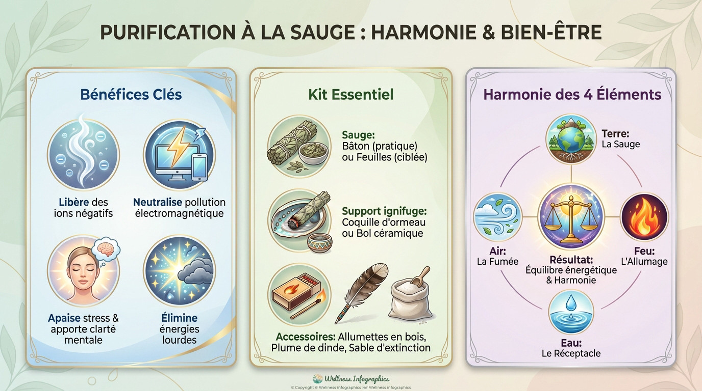 Rituel de purification à la sauge blanche avec coquille d'ormeau et plume