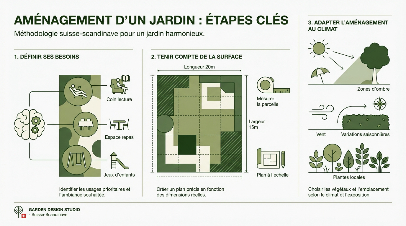 Planification et étapes clés pour l'aménagement réussi d'un jardin paysager