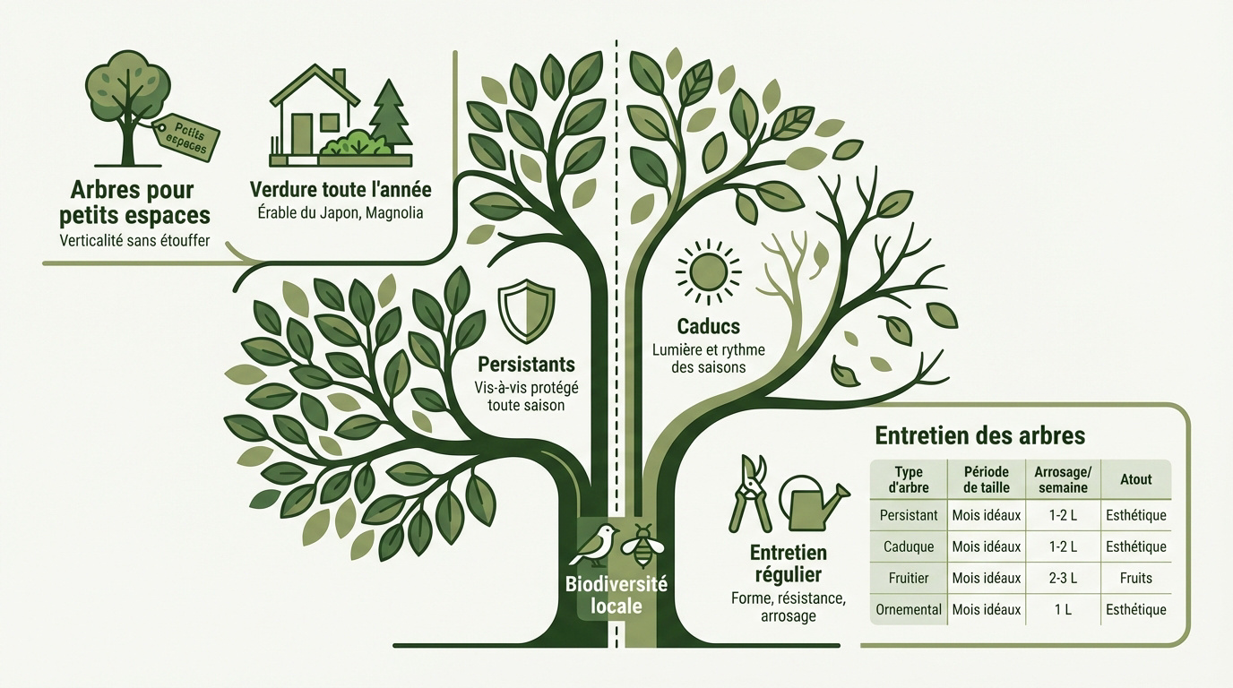Sélection d'arbres pour l'aménagement d'un petit jardin urbain