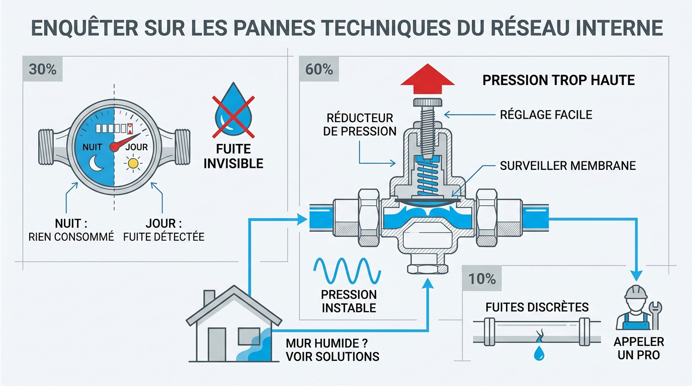 Diagnostic des pannes de pression d'eau domestique
