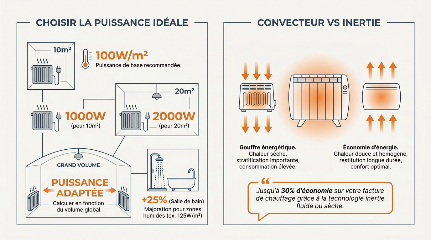 Guide pour choisir la puissance d'un radiateur électrique selon la surface