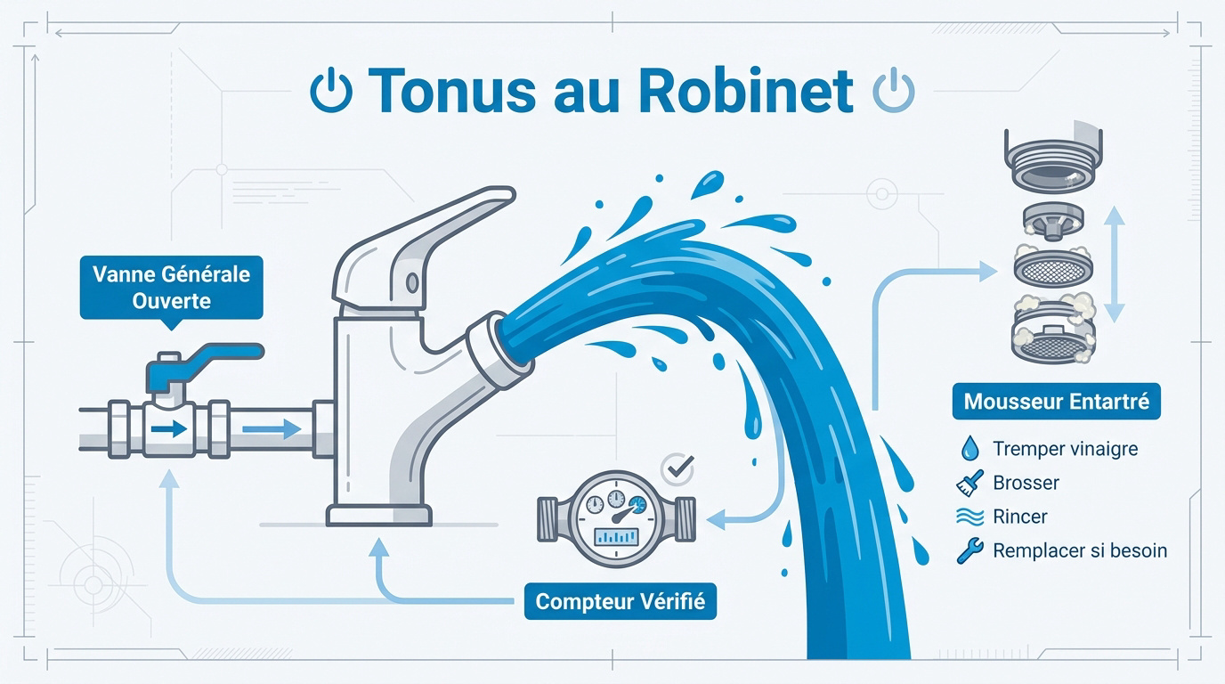 Vérification technique de la vanne d'arrêt générale pour rétablir la pression d'eau