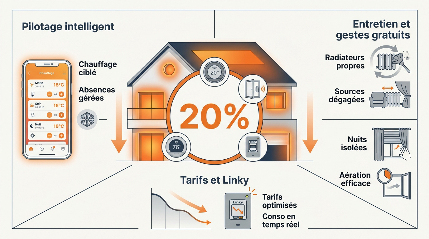 Infographie conseils pour réduire sa facture de chauffage électrique